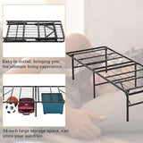 FDW Twin Bed Mattress Foundation Box Spring Replacement Heavy Duty Steel Slat Easy Assembly Noise-Free Twin Bed Frame Metal Platform Bed Frame，Black FDW