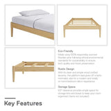 DHP Lorriana Twin Solid Pine Wood Platform Bed Frame - Natural Finish DHP