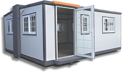 Generic Tiny Home Kit Prefab House, (16.5x20Ft) Portable & Foldable Container House, a Great House to Live in, Versatile for Various uses, A Great Option for Movable Living, Gray