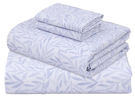 ZOYER 100% Cotton Sheets – Full Size Percale Bedding, Cooling & Breathable, Durable with a Crisp, Soft & Comfortable Feel, 16" Deep Pocket, 4-Piece Set, Blue Autumn ZOYER