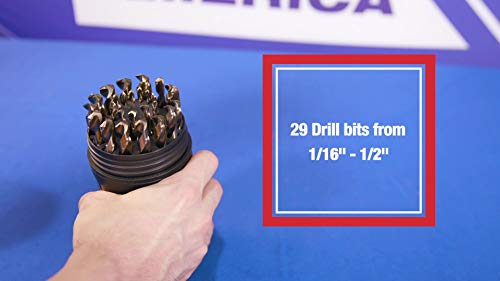 Drill America - D/A29J-CO-PC 29 Piece M42 Cobalt Drill Bit Set in Round Case (1/16" - 1/2" X 64ths), D/ACO Series Drill America