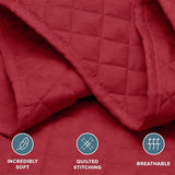 Bare Home Coverlet Set - Full/Queen - Lightweight Bed Decor - Comforter Alternative - All-Season Quilted Bedspread (Full/Queen, Red) Bare Home