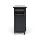 Home Styles Large Mobile Create-a-Cart Black Finish Two Door Cabinet Kitchen Cart with Stainless Steel Top, Adjustable Shelving, Four Large Utility Drawers homestyles