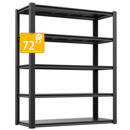 WOZBUD 3000LBS Garage Shelving Heavy Duty 48″W Metal Shelving for Garage,72″H Standing Shelf Units ，5 Adjustable Levels Garage Shelving Units and Storage，Storage Rack for Garage Organazation. - WoodArtSupply