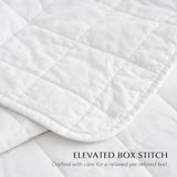 EVERGRACEHOME 100% Cotton Box Stitch Quilt Bedding Set King Size 3 Pieces, Garment-Washed Lightweight Soft Cozy Coverlet, Oversized Quilted Bedspread Sets with 2 Shams for All Season, Bright White EVERGRACEHOME