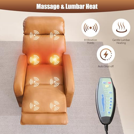 Lynkron Breathable Air Leather Power Swivel Rocker Recliner, 2-Zone Electric Adjustment (Headrest Independent, Back & Footrest Linked), 270° Swivel, 8-Mode Massage & Heat, USB/Type-C, Side Pocket Lynkron