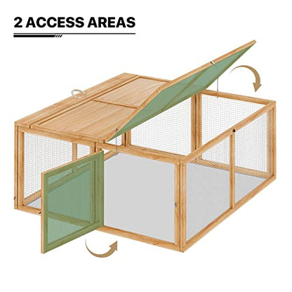 MoNiBloom Portable Chicken Run Rabbit Hutch Folding Chicken Cage Hen Coop for Indoor/Outdoor, Top and Side Opening Doors Small Animal Pet Playpen No Assembly Required Poultry Cage 45.5 x 42.5 - WoodArtSupply