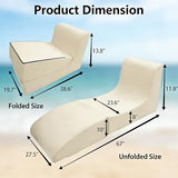 ZealWe Bean Bag Chair Set of 2 Outdoor Patio Lounge Chair with Back Support, Chaise Lounge Chair Waterproof Beach Bean Bag Couch for Adults, Memory Foam Filled for Poolside Balcony, Beige