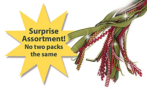 Christmas Ribbons - Assorted Ribbon for Crafts Fabric Ribbon Assortment Variety Pack Holiday Trim Bulk Scraps Bundle 30 Yards AoneFun