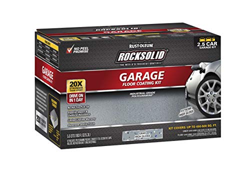 Rust-Oleum 293513 Rocksolid Polycuramine Garage Oil Floor Coating, 2.5 Car Kit, Gray, 180 Fl Oz (Pack of 1) Rust-Oleum