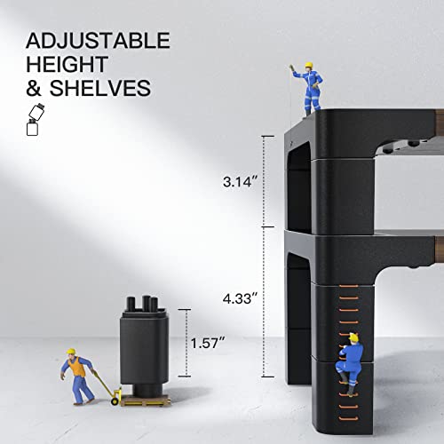 HUANUO Monitor Stand Computer Riser, Monitor Stand for Desk with Adjustable Height and 2 Platforms, Ergonomic Computer Riser, Monitor Riser for Laptops and Monitors HUANUO