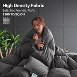L LOVSOUL Goose Feather Down Fiber Comforter King Size, 100% Organic Cotton Fabric Duvet Insert,1200TC,750+Fill Power, Hotel Collection, All Season Grey Bedding Comforters with 8 Tabs L LOVSOUL