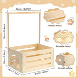 Yerliker Wooden Baby Shower Crate Closet Baby Shower Gifts Basket Baby Storage Crate Hamper with Handle Personalized Basket for Newborn Boys Girls Pregnancy Gifts(Wood Color, Cloudy, Rainbow) Yerliker