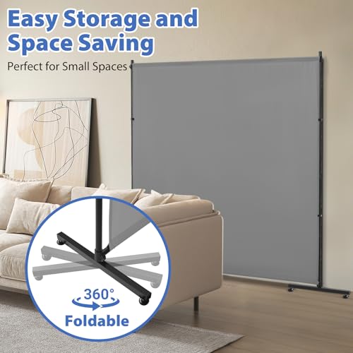 Room Divider, 73x75inch Large Privacy Screen with Adjustable Feet,Portable Single Panel Partition Wall for Room Separation,Room Separator with Thickened Fabric for Indoor Office,Bedroom,Outdoor Patio XGMDD
