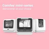 COMFEE' Portable Mini Dishwasher Countertop with 5L Built-in Water Tank for Apartments& RVs, No Hookup Needed, 6 Programs, 360° Dual Spray, 162℉ High-Temp& Air-Dry Function COMFEE'