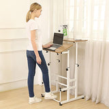 SDADI L101XWFDT Adjustable-Height Steel-Framed Mobile Standing Office Computer Desk with 2 Tiers and Lockable Caster Wheels, Dark Grain SDADI