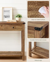 VASAGLE LIRY Collection - Console Table with 3 Drawers and Open Storage Shelf, Narrow Entryway Sofa Table for Living Room, Farmhouse Style, Metal Corners, Honey Brown ULNT142KB02S VASAGLE