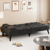 Meilocar 64" Futon Sofa Bed, 64" Convertible Loveseat with 2 Cup Holders, Small Couch with 3 Adjustable Angles & Removable Armrest, Modern Sleeper Sofa for Apartment,5.3 FT, Black Meilocar
