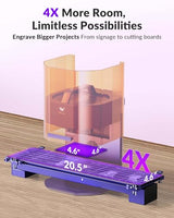 Slide Extension for WeCreat Lumos Laser Engraver, 4X Expanded Working Area (520×116mm) for Batch Engraving, Compatible with Rotary Kit for Long Cylinder Engraving WECREAT
