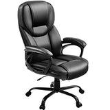 Yaheetech High Back Executive Office Chair Faux Leather Ergonomic Managerial Chair for Meeting,Large Seat,Sturdy Metal Base,Black Yaheetech