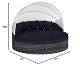 Modway Summon Outdoor Patio Daybed with Canopy and Sunbrella Cushions in Canvas Navy Modway