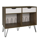 Novogratz Concord Turntable Stand with Drawers, Brown Oak Novogratz