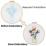Louise Maelys Cross Lily Pattern Embroidery Starter Kit,Cross Stitch Kits for Adults with Embroidery Hoop Needles Threads Instruction -Easter Jesus