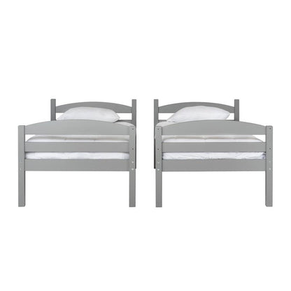 Walker Edison Della Grey Twin-Over-Twin Bunk Bed Frame - WoodArtSupply