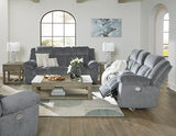 Signature Design by Ashley Tip-Off Modern Wall Hugger Power Reclining Sofa with Adjustable Headrest and USB Ports, Gray Signature Design by Ashley