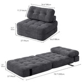YITAHOME Folding Sofa Bed, Convertible Sleeper Chair with Pillow Foldable Mattress with Back Support, Portable Fold Out Chair Bed Comfy Floor Sofa Lounge for Living Room Bedroom, Dark Grey YITAHOME