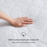 Sleep Philosophy Full Mattress Pad, Cotton Mattress Protector Classic Cloud Quilted Bed Cover, All Natural Breathable Mattress Topper Fitted Pocket Fits Up to 18", Machine Washable, White Sleep Philosophy