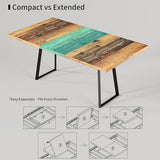 ZckyCine Extendable Dining Table Set 47"-63", Rustic Wood Table with 6 PU Leather Chairs, Modern Scandinavian Dining Room Furniture for Kitchen Apartment ZckyCine