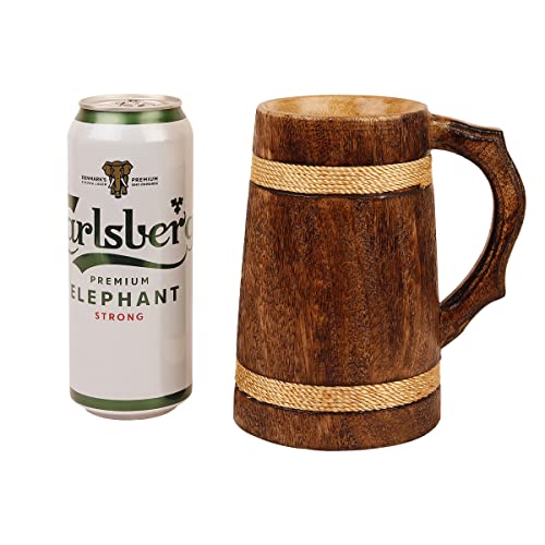 GoCraft Handmade Wooden Beer Mug | Camping Travel Outdoor Mugs for Men | Tea Coffee Cup with Handle | Craft Tankard Drinking Stein - WoodArtSupply