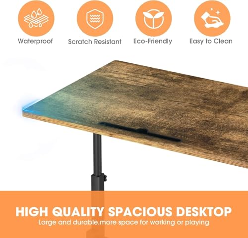 Klvied Small Standing Desk Adjustable Height, Mobile Table with Wheels, Portable Laptop Table, Standing Computer Desk for Walking Pad (Brown) Klvied