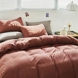 Luxlovery Brick Red Comforter Set King Dark Rust Bedding Comforter Set Solid Blackish Red Breathable Blanket Quilts 3 Piece Bedding Set for King Bed Luxlovery