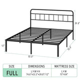 Ziguxiao Full Bed Frame with Classic Headboard,Strong Metal Slats Support,Under Bed Storage Space,No Box Spring Needed,Easy to Assemble,Black Ziguxiao