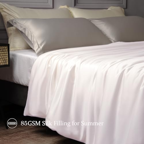 CUDDLE DREAMS Lightweight Silk Filled Comforter for Summer, Detachable Tencel Duvet Cover for Easy Care, Naturally Breathable (White, Twin) CUDDLE DREAMS