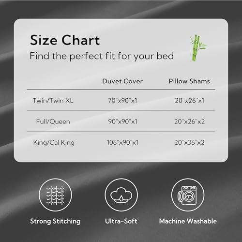 MR&HM Silky Cooling Duvet Cover King for Hot Sleepers 106"x90", Breathable & Moisture-Wicking Comforter Cover, 3 Pieces Ultra-Soft Bedding Duvet Cover Set with Zipper Closure (Dark Grey) MR&HM