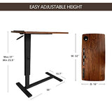 Over Bed Table Pneumatic Adjustable Height Stand Desk with Hidden Wheels USB Ports Pad Slot Mobile Laptop Standing Desk Cart, Podium Table (Walnut, 32X16 inshes) Usumairu