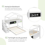 Merax Wood Twin Over Full House Bunk Bed with Ladder, Solid Pine Wood Bunk Bed Frame with Safety Guardrails, House Bunk Bed Frame for Home Merax