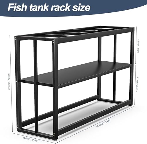 Fizgot Black Fish Tank Stand Metal Aquarium Stand 55-75 Gallon Aquarium Turtle Tank 48.4" x 14.8" x 29.1" Breeder Reptile Tank Stand Fizgot