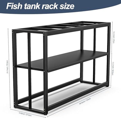 Fizgot Black Fish Tank Stand Metal Aquarium Stand 55-75 Gallon Aquarium Turtle Tank 48.4" x 14.8" x 29.1" Breeder Reptile Tank Stand - WoodArtSupply