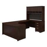 Bush Business Furniture Series C Right Handed Bow Front U Shaped Desk with Hutch and Storage, 60W, Mocha Cherry Bush Furniture