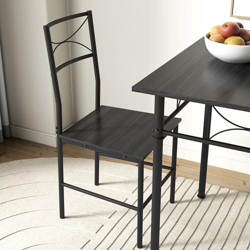 JOIN IRON 3-Piece Kitchen Dining Room Table Set for Small Spaces，Iron Wood Square Table with 2 Chairs for Kitchen Dining Room Furniture (Ash) JOIN IRON