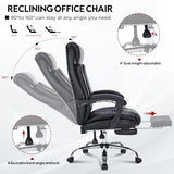 400lbs Reclining Executive Office Chair with Foot Rest, Big and Tall Ergonomic Office Chair, Home Office Desk Chairs for Heavy People (Black) TUORUI