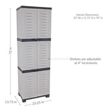 Sunnydaze 72" H Resin Garage Storage Cabinet - Garage Cabinet with Lockable Doors and Adjustable Shelves - Freestanding Utility Storage for Laundry Room, Office, Basement - Gray Sunnydaze Decor