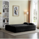 Teddy Fabric 3-in-1 Floor Sofa Bed with 2 Pillows, 15" Full Size Convertible Folding Foam Mattress Couch, No-Assembly Trifold Futon Guest Bed for Living Room, Dorm (Plush Corduroy, Black) Generic