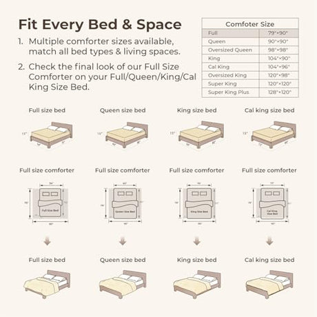 Litanika Beige Full Comforter Set, 3 Pieces Cream Tufted Boho Farmhouse Bedding Comforter Sets, Lightweight Fluffy Comforter Bed Set for All Season (79x90In Comforter and 2 Pillowcases) Litanika