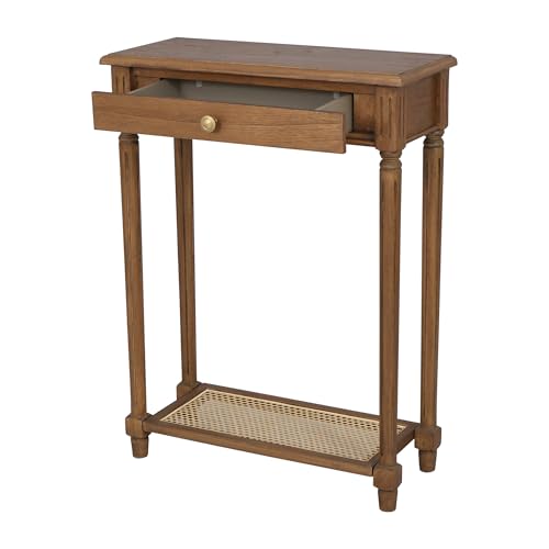 East at Main Lenora Console Table – 23.75” Narrow Entryway Table with Storage & Cane Shelf – Solid Wood Accent Table for Hallways, Foyers, and Small Spaces – French Country & Traditional Style East at Main