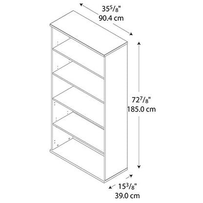 Bush Business Furniture Series C 5-Shelf Tall Bookcase in Mocha Cherry for Home and Office Storage - WoodArtSupply